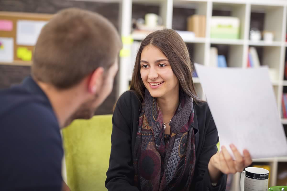 Two people having a discussion.